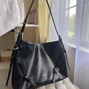 Sleek Black Shoulder slouch real leather Bag